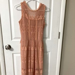 MIDI lace dress, see through bottom, tie back